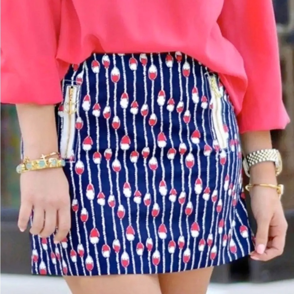 EUC LILLY PULITZER SZ8 Oh Bouy Print SKIRT NAUTICAL ANCHORS